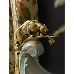 Чаша голубого цвета с оранментом и и бронзовыми фигурами леопардов Eden Garden варинант исполнения - 7 | Loft Concept в Екатеринбурге