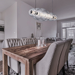 Подвесной светильник линейный с прозрачными стеклянными шарами разного диаметра Eurofase варинант исполнения - 9 | Loft Concept в Екатеринбурге