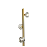 Подвесной светильник c 3-мя хрустальными плафонами Metal Tube Crystal Brass Hanging Lamp варинант исполнения - 1 | Loft Concept в Екатеринбурге