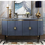 Дизайнерский комод синий глянцевый с золотыми ручками на 4-х дверцах Martin варинант исполнения - 2 | Loft Concept в Екатеринбурге