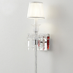 Бра с белым текстильным абажуром и хрустальными подвесками с декоративной кисточкой Lustre Reverie варинант исполнения - 4 | Loft Concept в Екатеринбурге