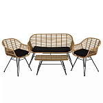 Журнальный столик с столешницей из ротанга и стекла Wicker Tabletop Under Glass варинант исполнения - 3 | Loft Concept в Екатеринбурге