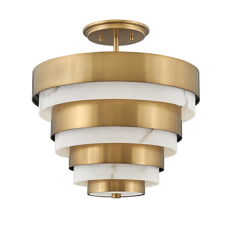 Потолочный светильник многоярусный с чередованием латунных и белых колец Hinkley  Латунь Белый в Екатеринбурге | Loft Concept 