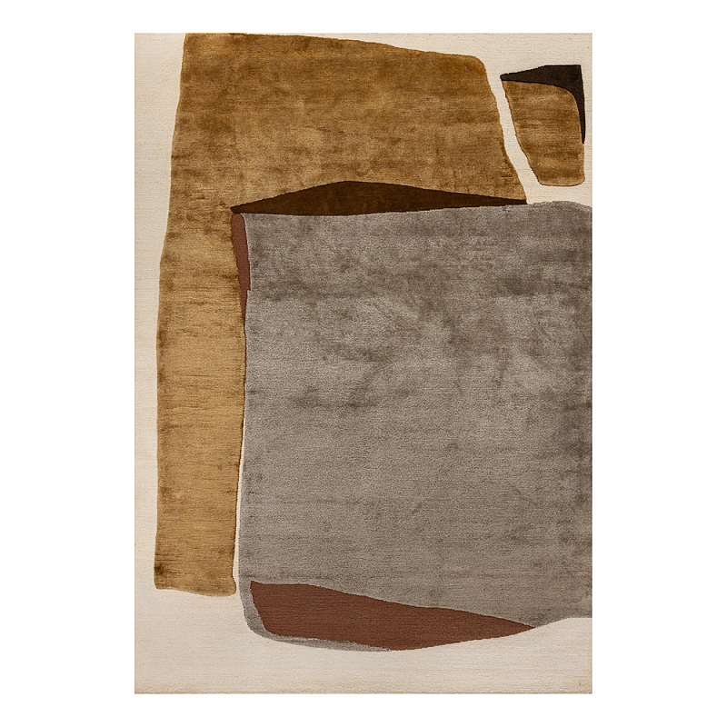 Ковер шелк Manhattan Wool Silk Carpet VII Серый Бежевый Коричневый Горчичный в Екатеринбурге | Loft Concept 