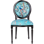 Стул из массива бука бирюзовый с изображением птиц в саду Turquoise Chinoiserie Blue Bird Chair варинант исполнения - 1 | Loft Concept в Екатеринбурге