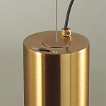 Подвесной светильник цилиндрической формы с плафоном из алебастра и металлическими торцами Латунь 60 см Cryptocrystalline Stone варинант исполнения - 5 | Loft Concept в Екатеринбурге