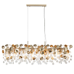 Люстра линейная с подвесками в форме монеток и золотистыми круглыми элементами из металла в виде лепестков FAIRYTREE Light варинант исполнения - 3 | Loft Concept в Екатеринбурге