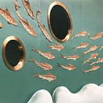 Обои с вышивкой ручной работы Deco Fish Original colourway варинант исполнения - 3 | Loft Concept в Екатеринбурге