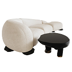 Диван Cannes трехместный с обивкой букле молочного цвета варинант исполнения - 3 | Loft Concept в Екатеринбурге