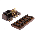 Часы настольные в виде паровоза из натурального камня Обсидиан Train Stone Clock варинант исполнения - 6 | Loft Concept в Екатеринбурге