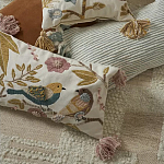Чехол на подушку с кисточками и вышивкой птиц Ethnic mix Birds Rect варинант исполнения - 6 | Loft Concept в Екатеринбурге