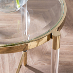 Золотой приставной столик с круглой стеклянной столешницей Weightless Table варинант исполнения - 7 | Loft Concept в Екатеринбурге