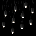 Подвесной светильник черными плафонами на длинных пересекающихся тросах Construction варинант исполнения - 10 | Loft Concept в Екатеринбурге