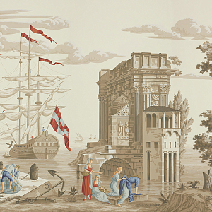 Обои ручная роспись Views of Italy Azure on Sepia