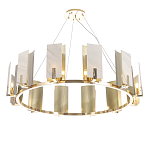 Люстра подвесная круглая с прямоугольными мраморными и золотистыми панелями на металлическом каркасе Диаметр 118 см Marble square Chandelier варинант исполнения - 3 | Loft Concept в Екатеринбурге