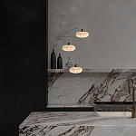 Подвесной светильник с плафоном в виде эллипса из белого алебастра Cryptocrystalline Stone варинант исполнения - 6 | Loft Concept в Екатеринбурге