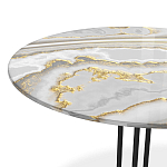 Стол журнальный с круглой столешницей из стекла Gray and Gold Marble варинант исполнения - 3 | Loft Concept в Екатеринбурге