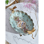 Чаша из голубого фарфора на бронзовых ножках с рисунком цветов и фигурками стрекоз Blue Garden варинант исполнения - 4 | Loft Concept в Екатеринбурге