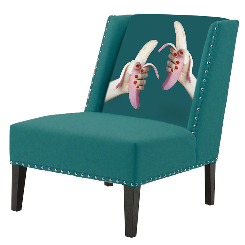 FUN Armchair Two Bananas Turquoise Дизайнерское кресло с цветным принтом Бирюзовый в Екатеринбурге | Loft Concept 