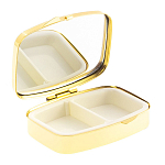 Таблетница карманная прямоугольная с 2-мя отделениями с зеркалом и накладкой из натурального камня Малахит Gold Stone Pillboxes варинант исполнения - 2 | Loft Concept в Екатеринбурге