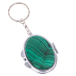 Зеркало брелок карманное двухстороннее из натурального камня Малахит Stone Mirrors варинант исполнения - 1 | Loft Concept в Екатеринбурге