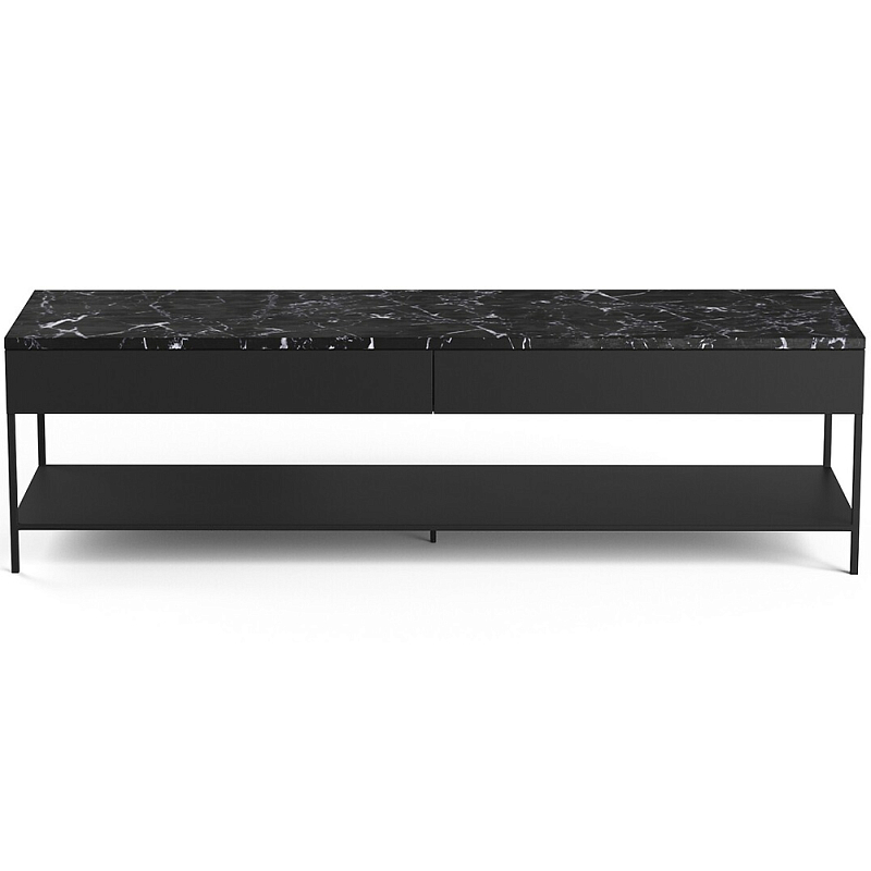 ТВ-тумба с мраморной столешницей Vayo Marble TV Stand Черный Черный Мрамор Nero в Екатеринбурге | Loft Concept 