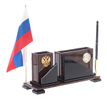 Настольный письменный набор с часами из природного камня обсидиана For the Deputy варинант исполнения - 2 | Loft Concept в Екатеринбурге