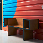 Дизайнерская скамейка Poltronova Canton  Beech and Black Bench варинант исполнения - 6 | Loft Concept в Екатеринбурге