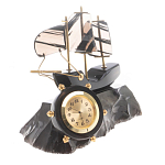 Часы настольные в виде парусника из натурального камня Обсидиан Sailboat Stone Clock варинант исполнения - 5 | Loft Concept в Екатеринбурге