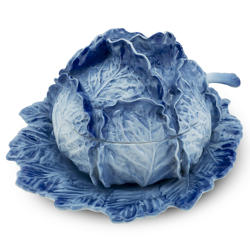 Супница SOUP BOWL CABBAGE W/PLATE D25 Blue Сапфирово-синий в Екатеринбурге | Loft Concept 