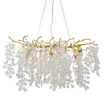 Люстра подвесная с золотистыми ветками и стеклянными подвесками в виде листьев Длина 80 см FAIRYTREE Light варинант исполнения - 1 | Loft Concept в Екатеринбурге