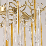 Люстра подвесная золотого цвета с разветвленными ветвями и прозрачными стеклянными подвесками Droplet Chandelier варинант исполнения - 4 | Loft Concept в Екатеринбурге