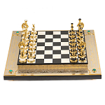 Шахматы из бронзы и натуральных камней Долерит и Мрамор с гравировкой Decorative Thematic Chess  варинант исполнения - 1 | Loft Concept в Екатеринбурге