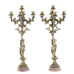 Подсвечники из бронзы на 10 свечей на подставке из камня креноид Stone Candlestick варинант исполнения - 1 | Loft Concept в Екатеринбурге