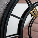 Зеркало настенное в чёрной металлической раме в виде часов Mirror Tower Clock варинант исполнения - 2 | Loft Concept в Екатеринбурге