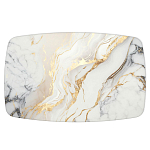 Обеденный стол с прямоугольной столешницей из стекла на черных металлических ножках White Marble варинант исполнения - 2 | Loft Concept в Екатеринбурге