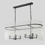 Люстра подвесная овальная со стеклянными прозрачными трубками и металлическим каркасом черного цвета Nembus варинант исполнения - 2 | Loft Concept в Екатеринбурге