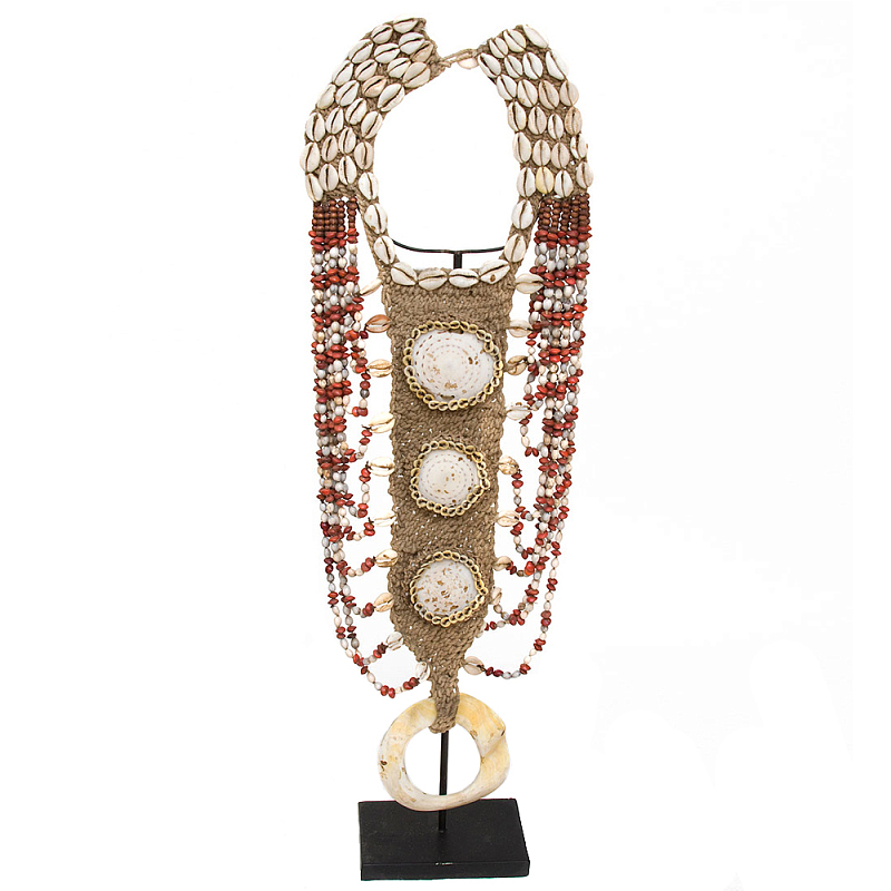 Этническое ожерелье из ракушек Aboriginal Long Necklace Shells Бежевый Коричневый Красный Белый в Екатеринбурге | Loft Concept 