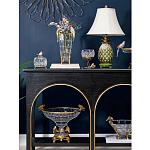 Ваза из прозрачного стекла с бронзовыми ножками и фигурками попугаев Eden Garden porcelain and bronze варинант исполнения - 5 | Loft Concept в Екатеринбурге