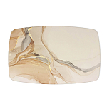 Обеденный стол с прямоугольной бежевой столешницей из стекла на 4-х деревянных ножках Beige Marble варинант исполнения - 2 | Loft Concept в Екатеринбурге