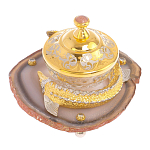 Икорница с декором "Осетр" с гравировкой на подставке из натурального камня Агат Decorative Cavair Dishes варинант исполнения - 2 | Loft Concept в Екатеринбурге