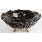 Блюдо черного цвета из фрафора на бронзовых ножках Eden Garden porcelain and bronze варинант исполнения - 1 | Loft Concept в Екатеринбурге