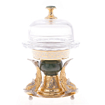 Икорница с декором "Три рыбки" с гравировкой и натуральным камнем Нефрит Decorative Cavair Dishes варинант исполнения - 7 | Loft Concept в Екатеринбурге