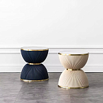 Дизайнерский журнальный стол фактурный с круглой белой столешницей Luler варинант исполнения - 2 | Loft Concept в Екатеринбурге