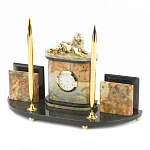 Настольный письменный набор из камня офиокальцит и бронзы с декором в виде льва Successful Leader варинант исполнения - 2 | Loft Concept в Екатеринбурге