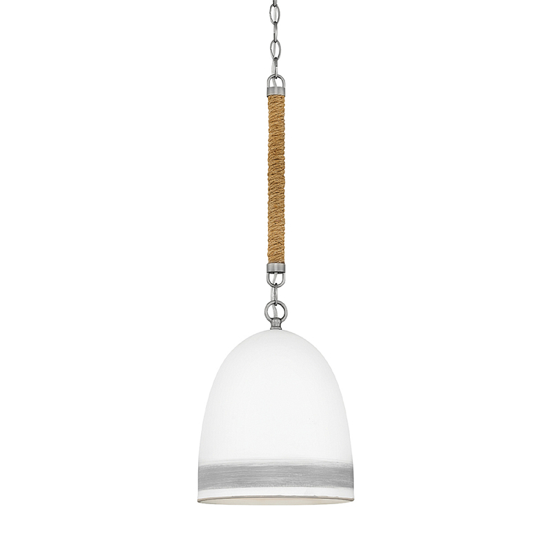 Подвесной светильник белый колоколообразный с декоративной обмоткой из веревки Hinkley Никель Белый Бежевый в Екатеринбурге | Loft Concept 
