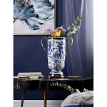 Ваза с бронзовыми ручками и синим цветочным узором Blue & White Ornament варинант исполнения - 8 | Loft Concept в Екатеринбурге