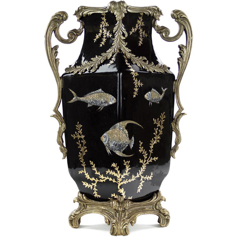 Фарфоровая ваза Gold Algae Fish Vase Черный Бронза Золотой Фарфоровая ваза Gold Algae Fish Vase Черный Бронза Золотой в Екатеринбурге | Loft Concept