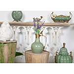 Кувшин зеленого цвета из фарфора с бронзовой крышкой и изогнутой ручкой Eden Garden porcelain and bronze варинант исполнения - 4 | Loft Concept в Екатеринбурге