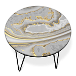 Стол журнальный c круглой столешницей из стекла серого цвета Gray and Gold Marble варинант исполнения - 2 | Loft Concept в Екатеринбурге
